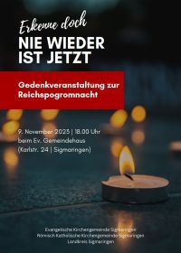 Gedenkfeier zur Reichspogromnacht am 9.11.2023 in Sigmaringen